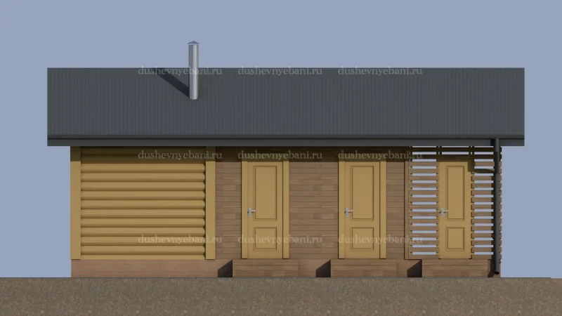 Баня из бревна с дровником