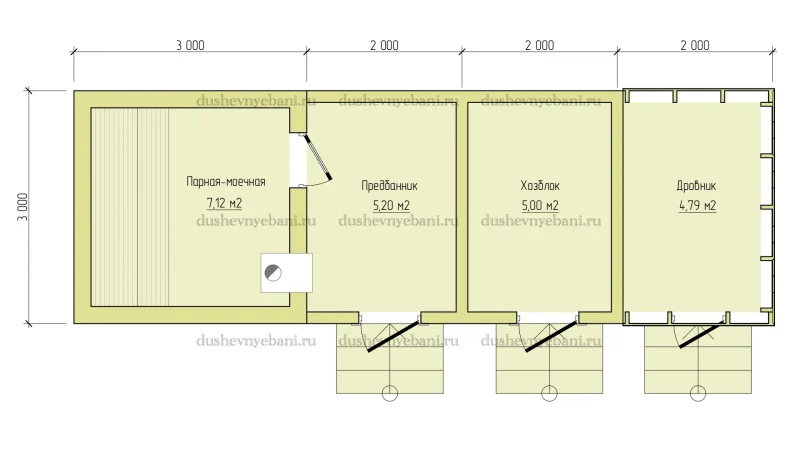 Баня из бревна с дровником