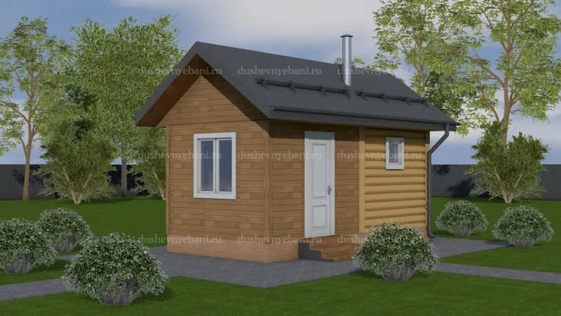 Баня из бревна с холодным предбанником