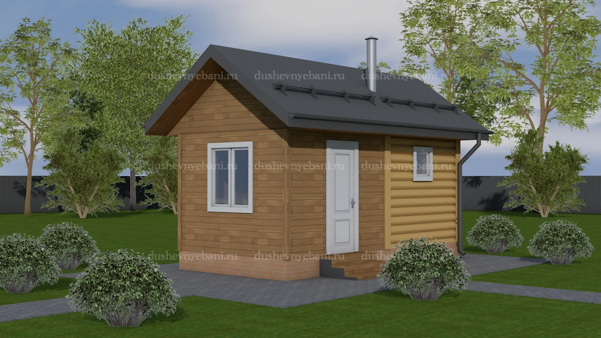 Баня из бревна с холодным предбанником