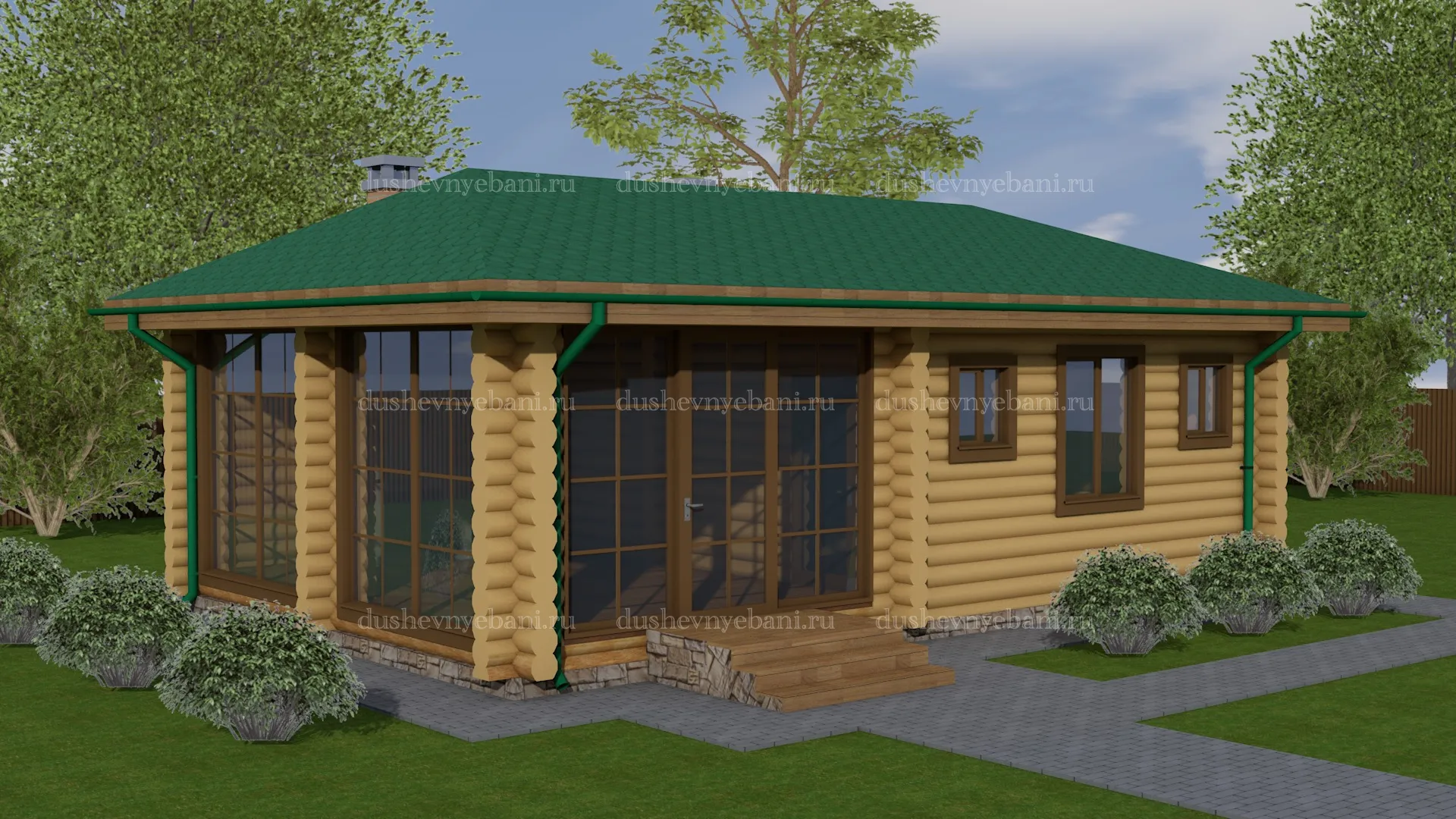 Баня с верандой