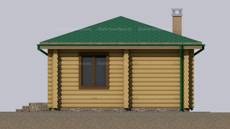 Баня из бревна с верандой
