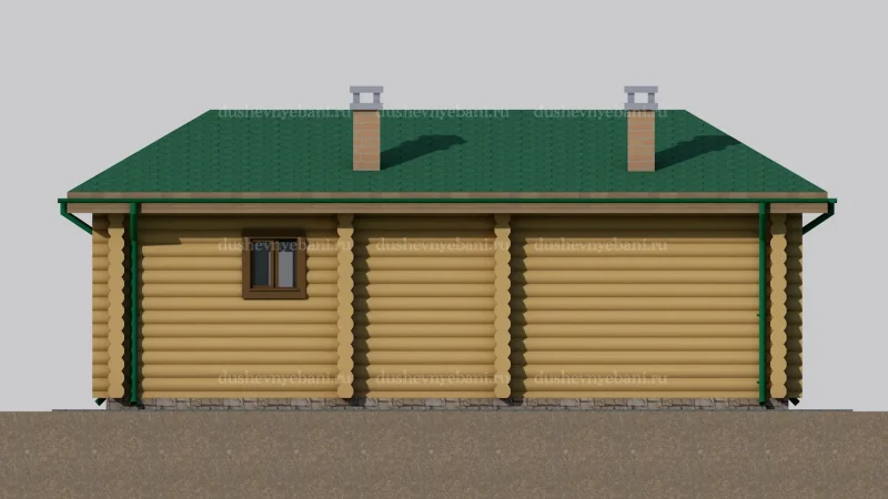 Баня из бревна с верандой