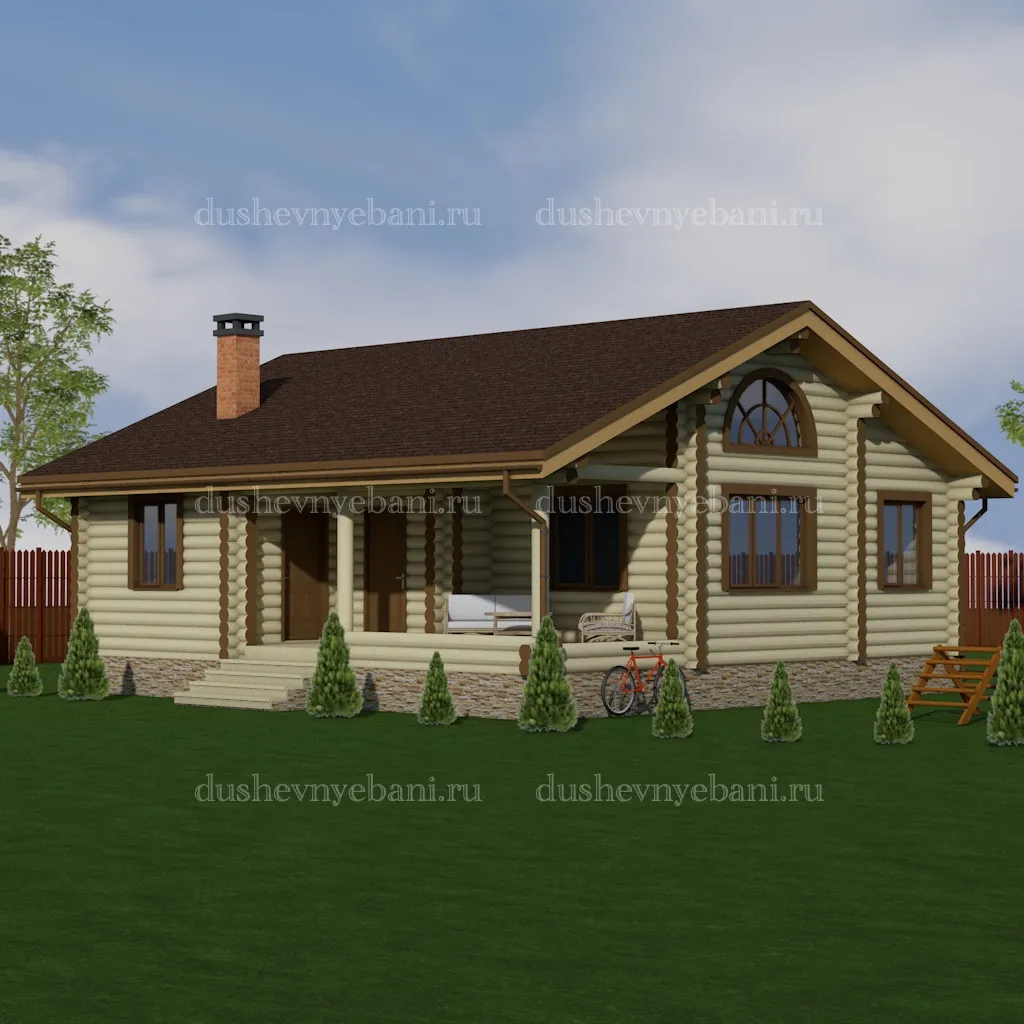 Баня из бревна с мансардой