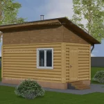 Баня из бревна с односкатной крышей
