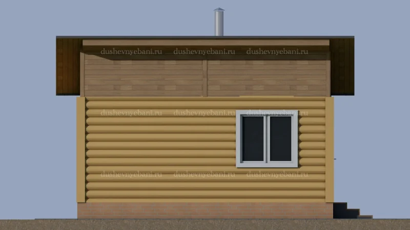 Баня из бревна с односкатной крышей