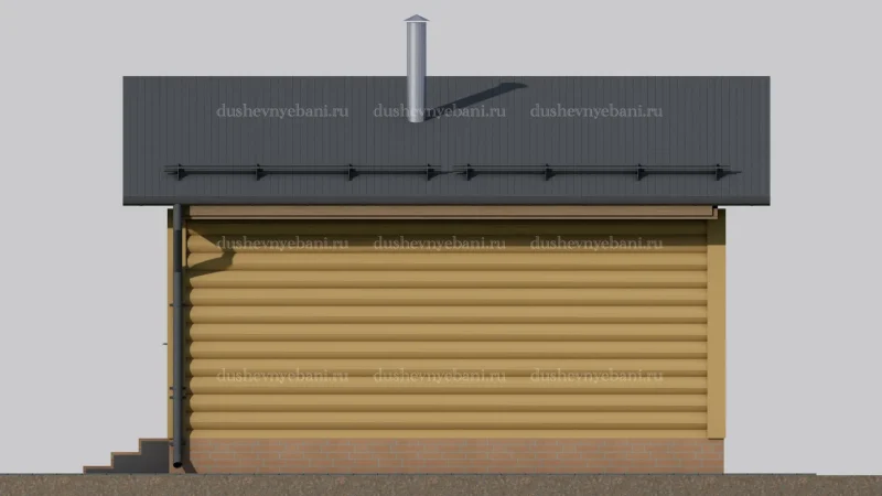 Баня из бревна с односкатной крышей