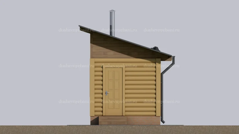 Баня из бревна с односкатной крышей