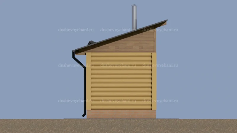 Баня из бревна с односкатной крышей