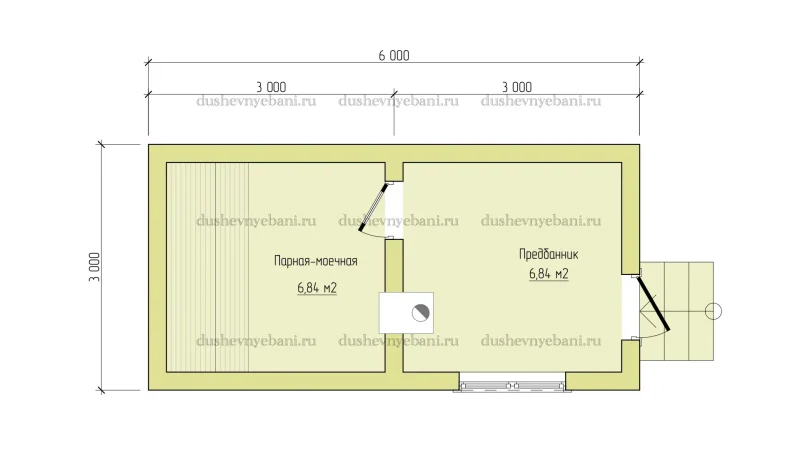 Баня из бревна с односкатной крышей планировка