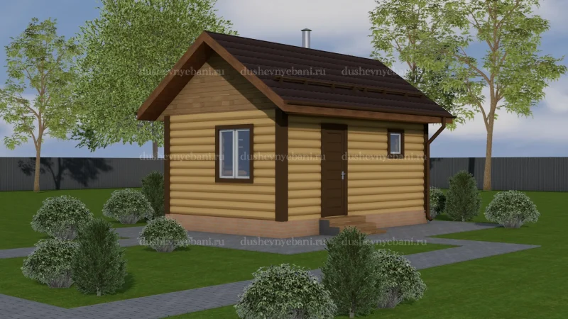 Баня из бревна с санузлом