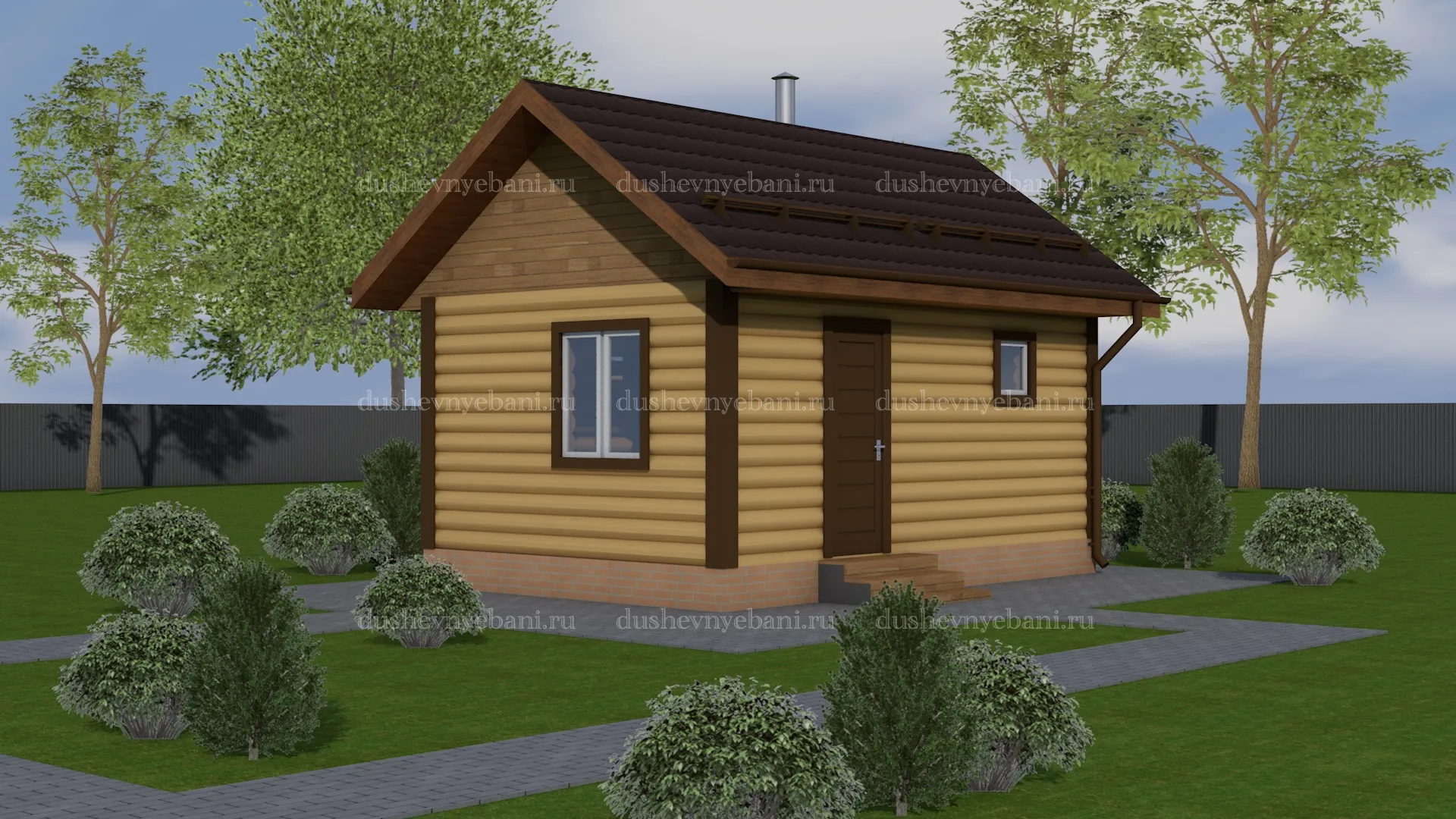 Баня из бревна с санузлом