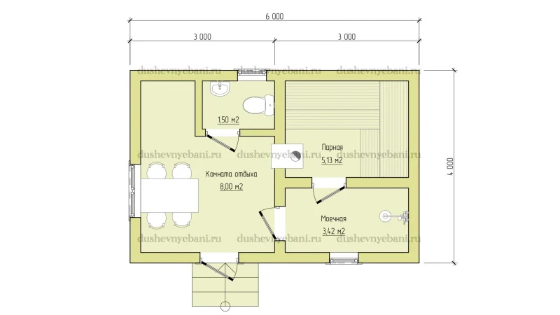Баня из бревна с санузлом планировка