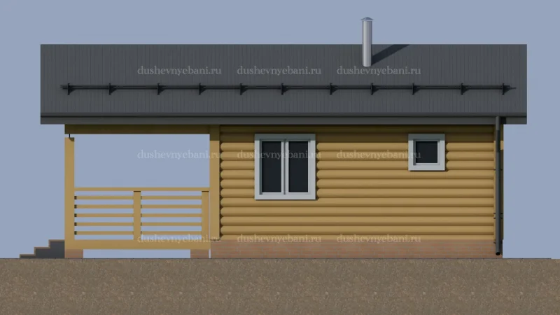 Баня с террасой сбоку
