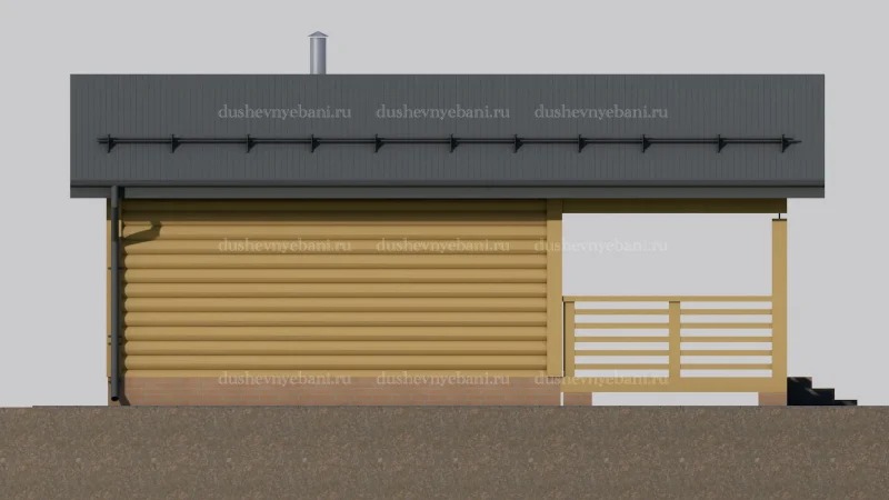 Баня с террасой сбоку