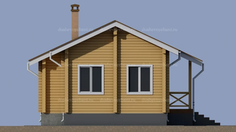 Дом из бревна 6.6 на 8.4 метра