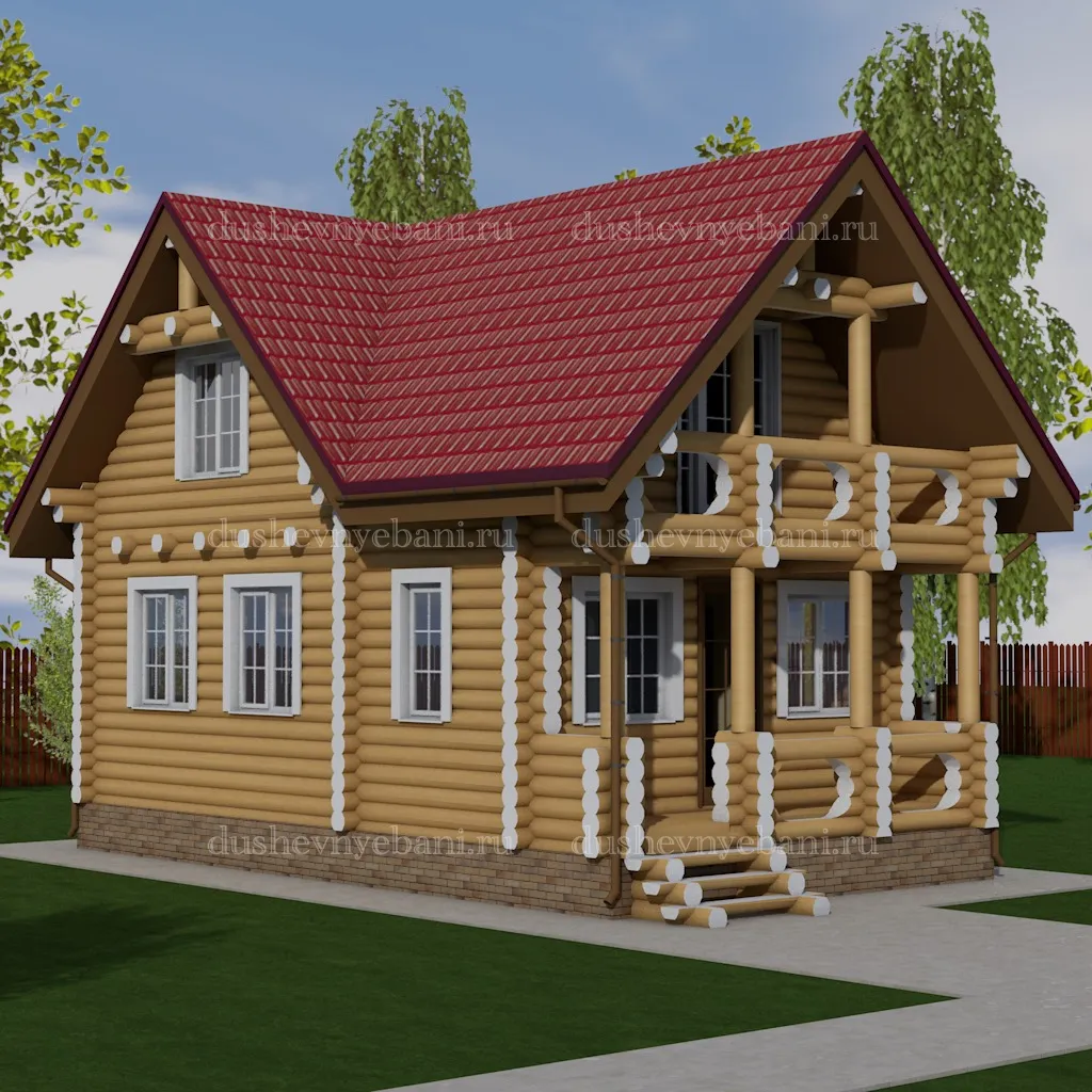 Двухэтажный дом из бревна