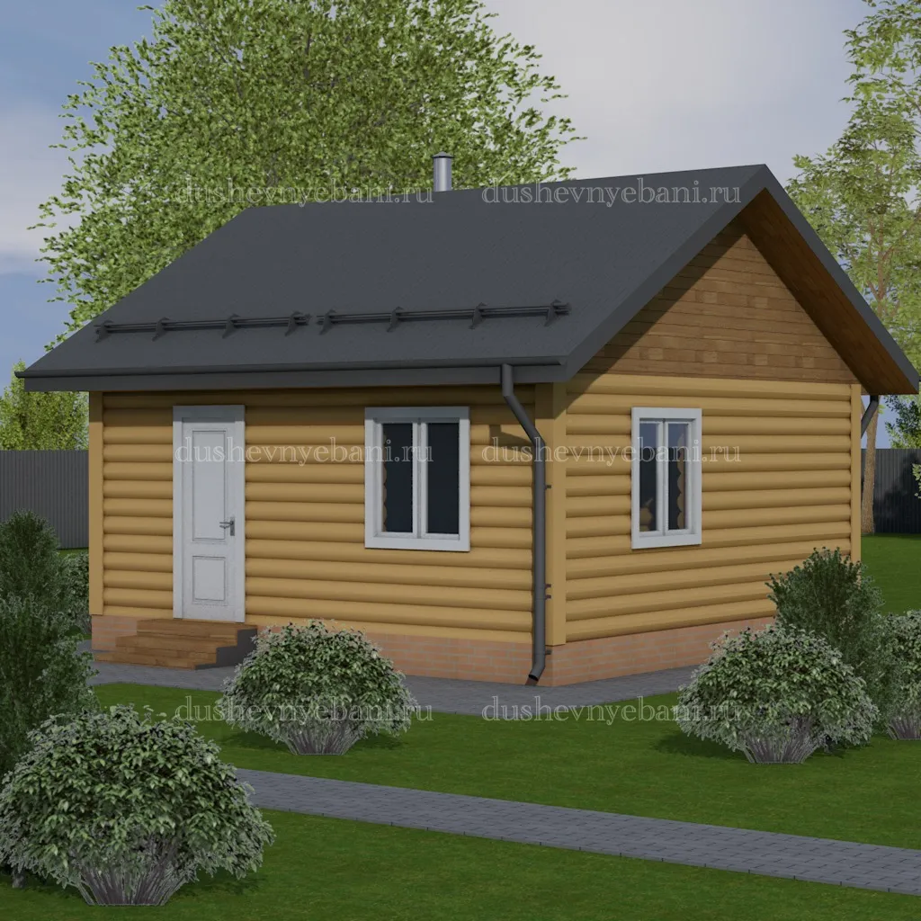 Одноэтажная баня из бревна